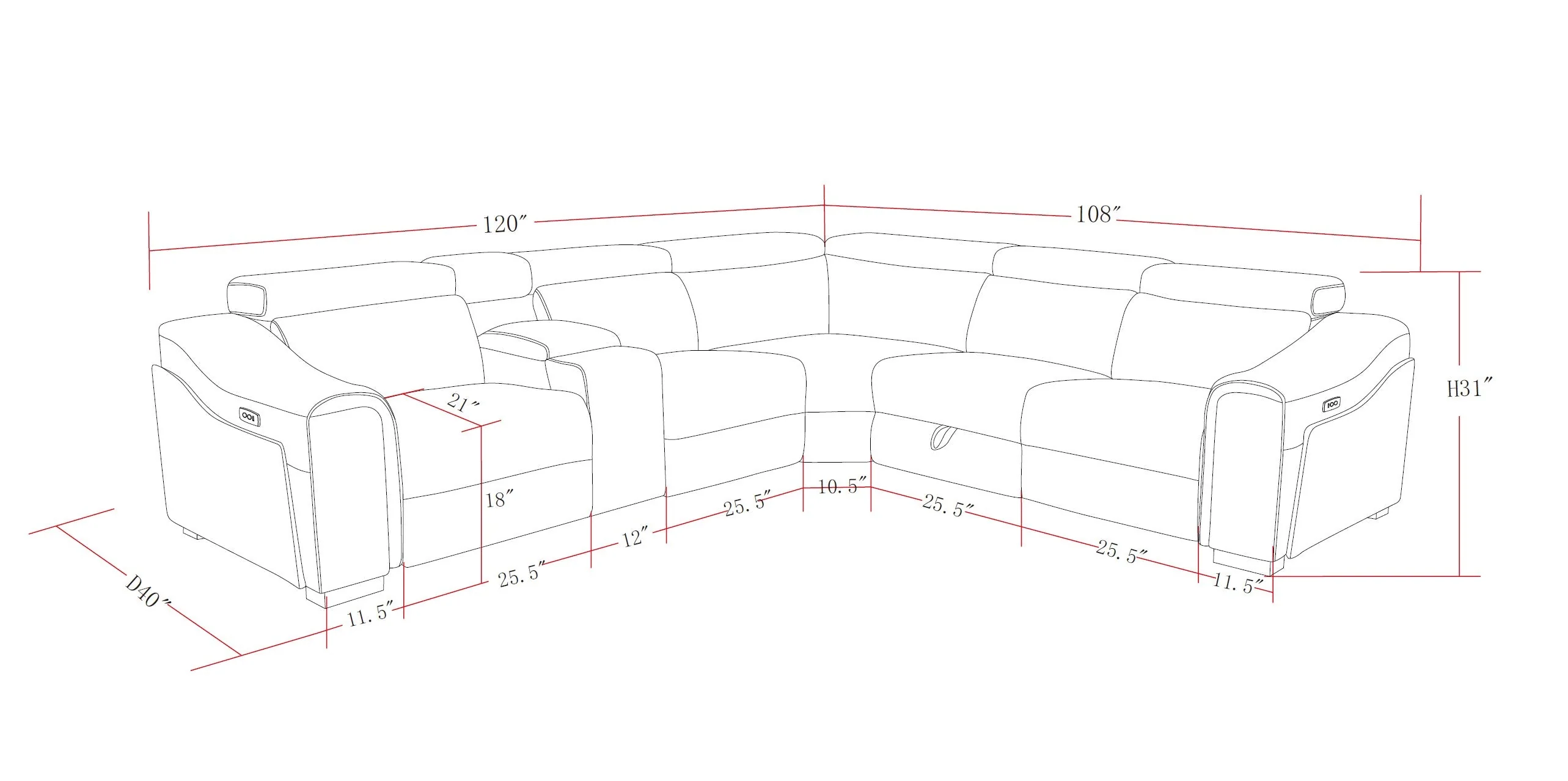 Yash Brown 6-Piece Power Reclining Sectional - Image 22