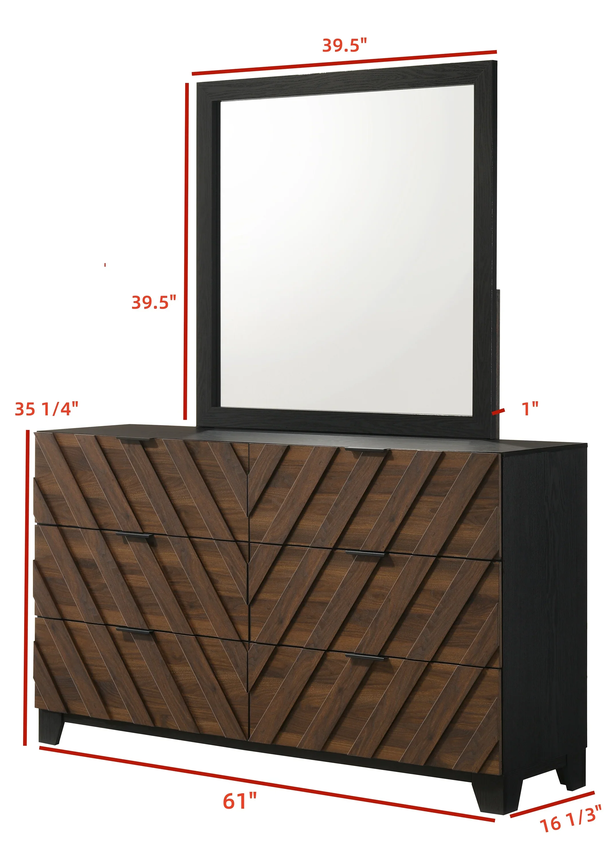 Zane Brown & Gray 6-Drawer Dresser - Image 3