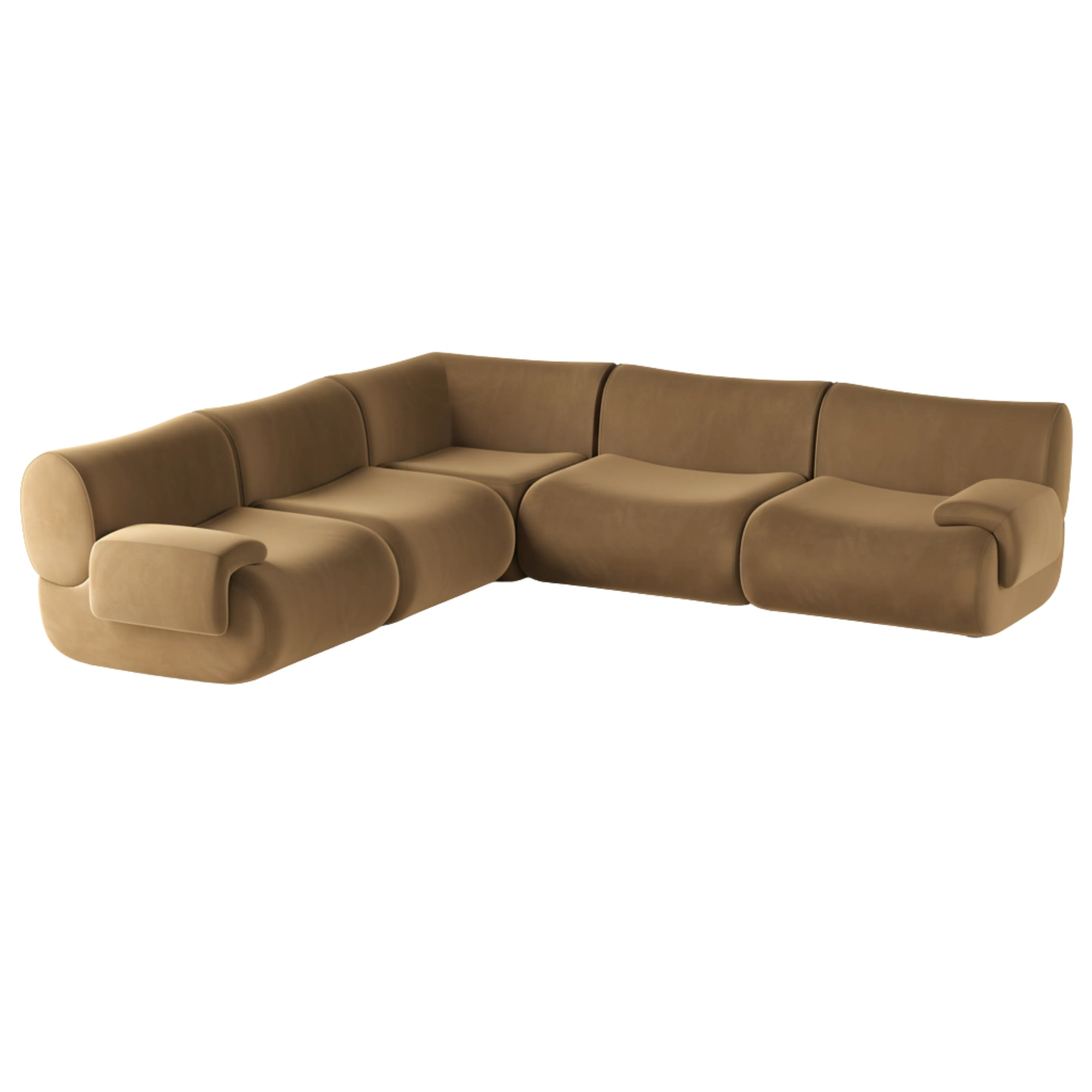 Zenith 5-Piece Latte Brown Performance Velvet Modular L-Sectional - Image 3