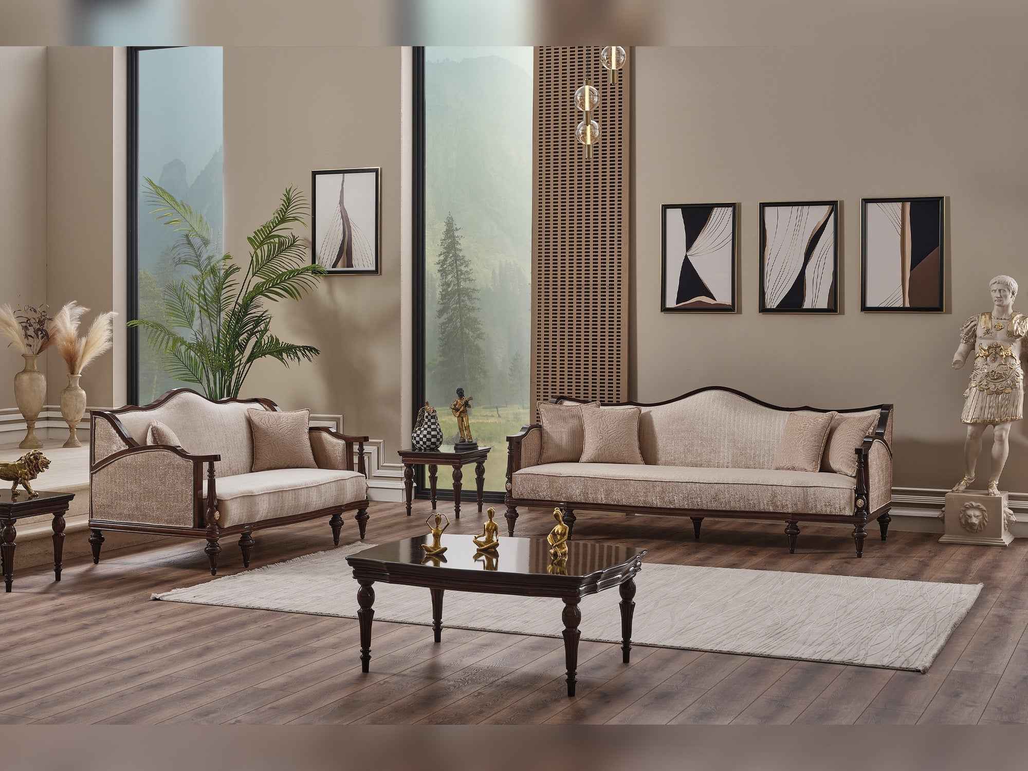 Zumrut Beige Lux 3-pieces (Sofa & Loveseat & Chair) Living Room Set - Image 2