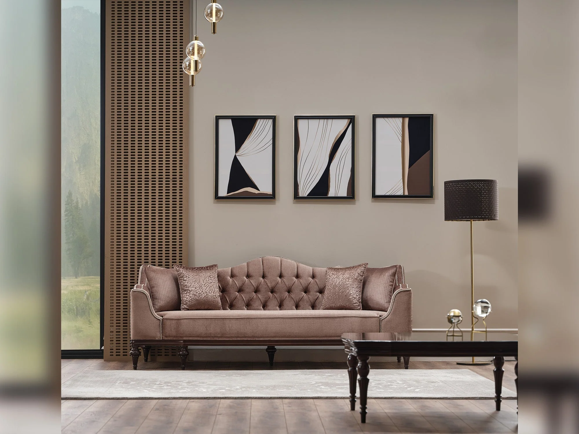 Zumrut Light Brown 3-pieces (Sofa & Loveseat & Chair) Livingroom Set - Image 5