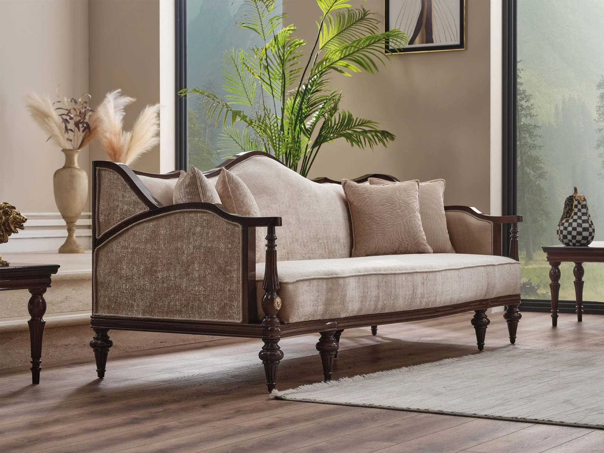 Zumrut Beige Lux Stationary Loveseat - Image 4