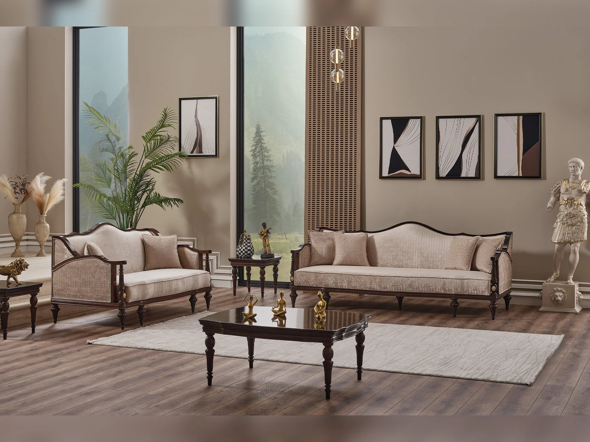 Zumrut Beige Lux Stationary Loveseat - Image 5